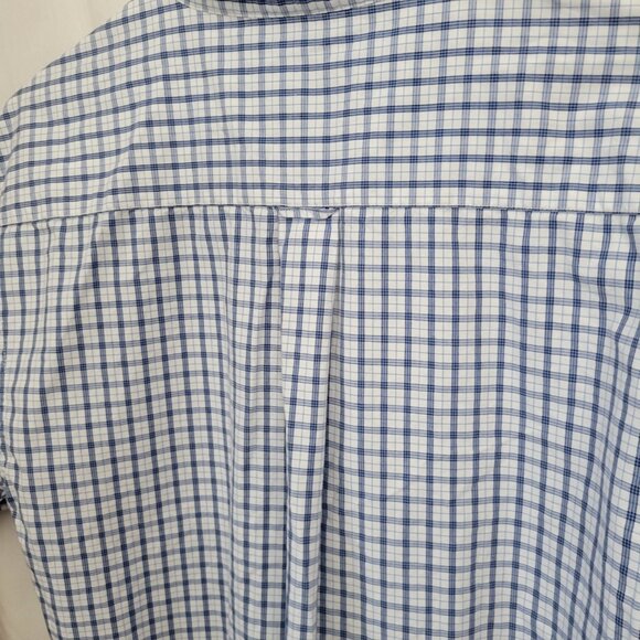Sonoma Men's Medium Button Up Shirt Short Sleeves Blue White plaid like new - Picture 4 of 10
